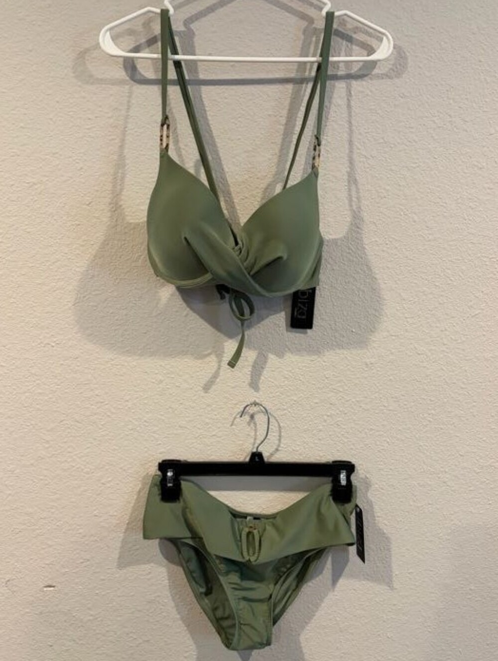NEW IBIZA Swimwear Womens Sexy 2 Piece Olive Green Strappy Bikini Swimsuit Med
